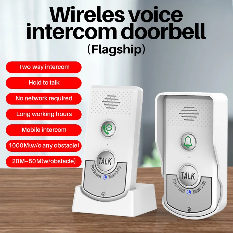 

2.4Ghz Wireless Long Distance Audio Intercom Door Phone Two Way Voice Doorbell H8 Voice Sender&Reciever Walkie-talkie Dooring