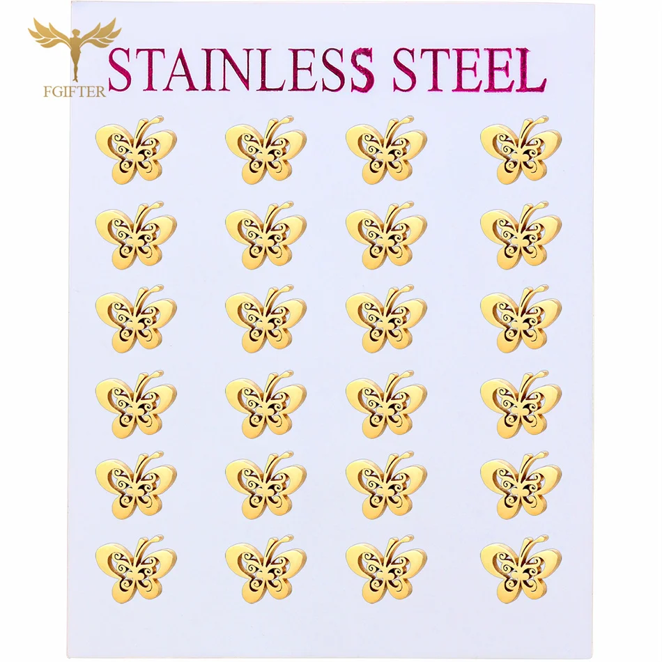 12 Pairs Insect Butterfly Earrings Casual Fashion Jewelry For Women Girls Stainless Steel Stud Earrings Set Cheap Resale Gifts Stud Earrings