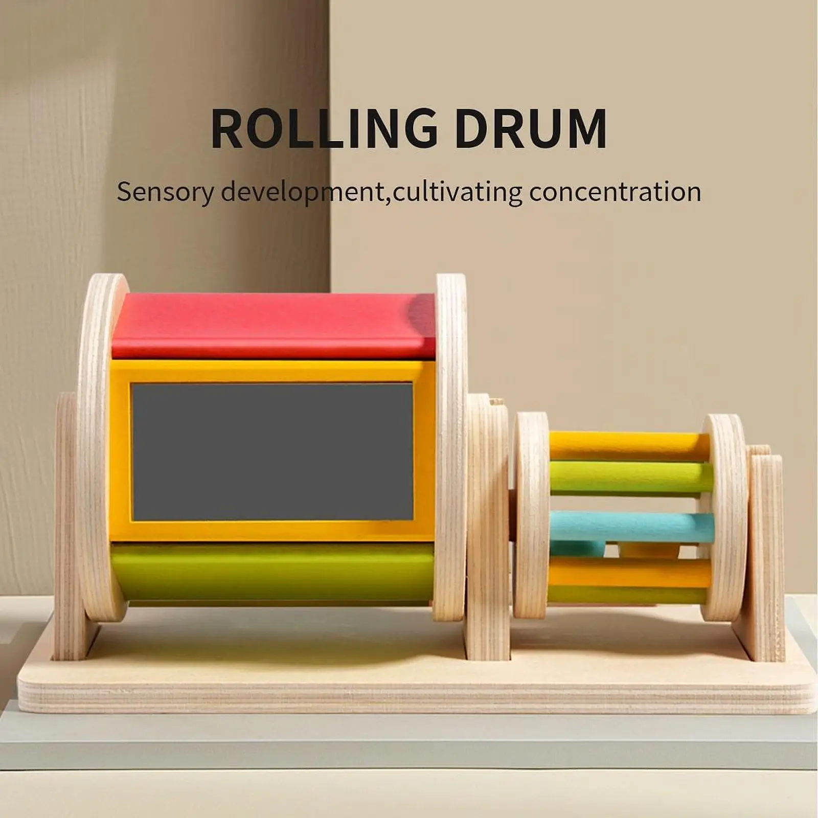 Rotating Drum Baby Toy with Mirror Sensory Development Toy Educational Toy for 1-3 Year Old Baby Children Boys Girls Infant