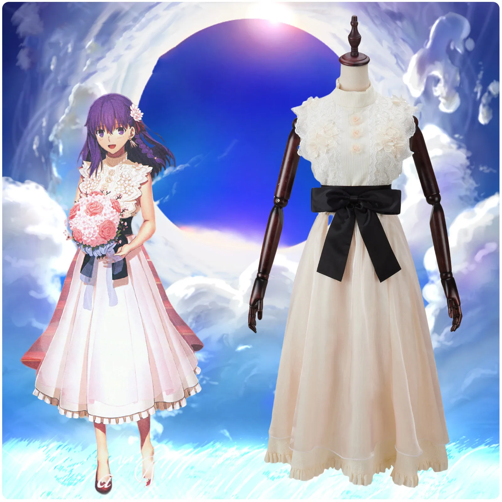 

Cos Matou Sakur Cosplay Costume Uniform Top Skirt Girdle Full Set Women Girl Disguised Halloween Carnival Party Clothing