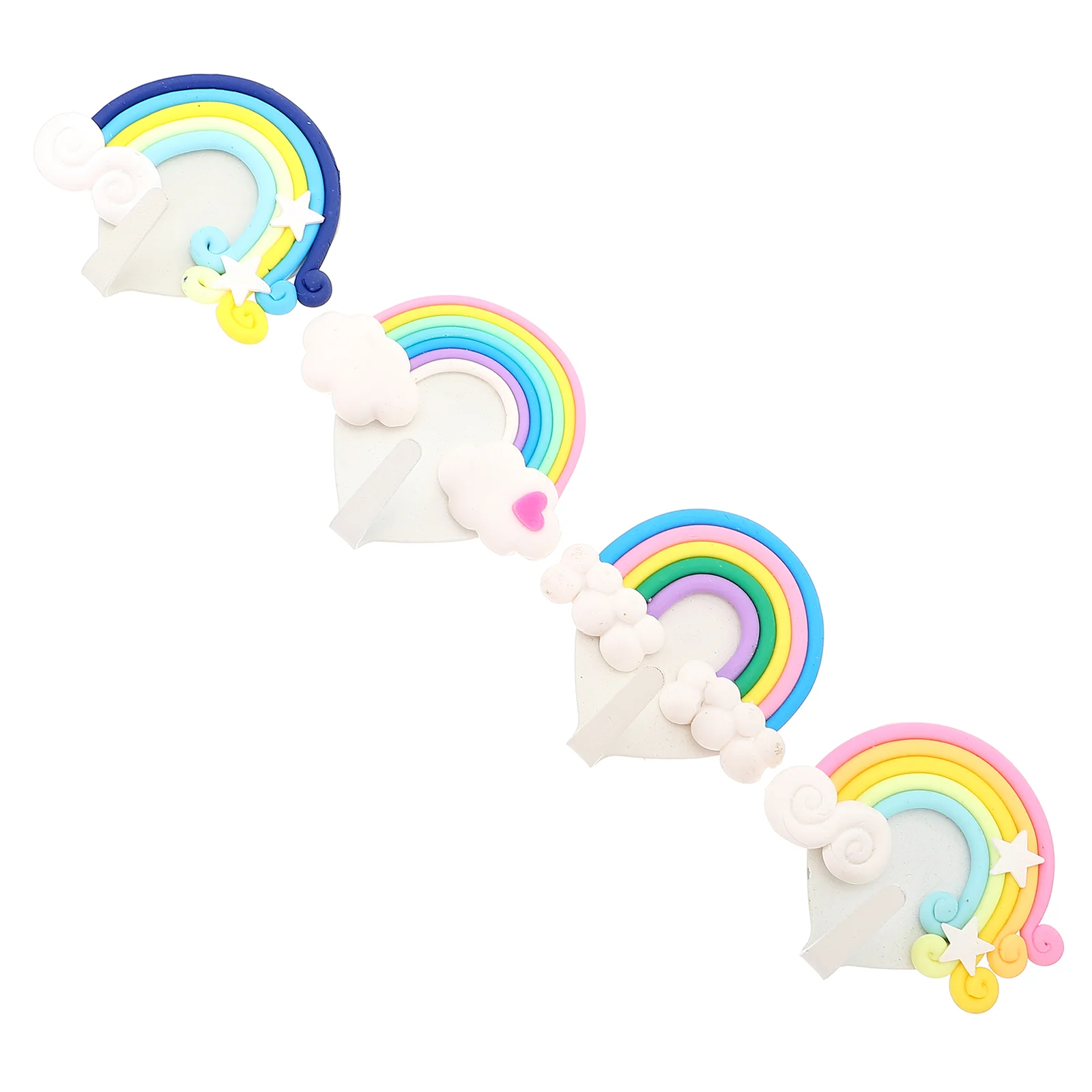 

Kitchen Wall Hook Rainbow Key Hat Towel Hooks Adhesive Cute Clouds Star Decorative Mounted Hanger Home Office Room Decor