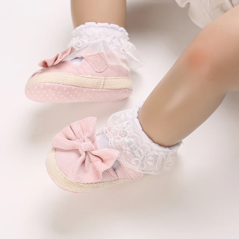 Cute New Baby Girls Shoes 0-18M Baby Soft Sole Shoes Cotton Bow Princess First Walking