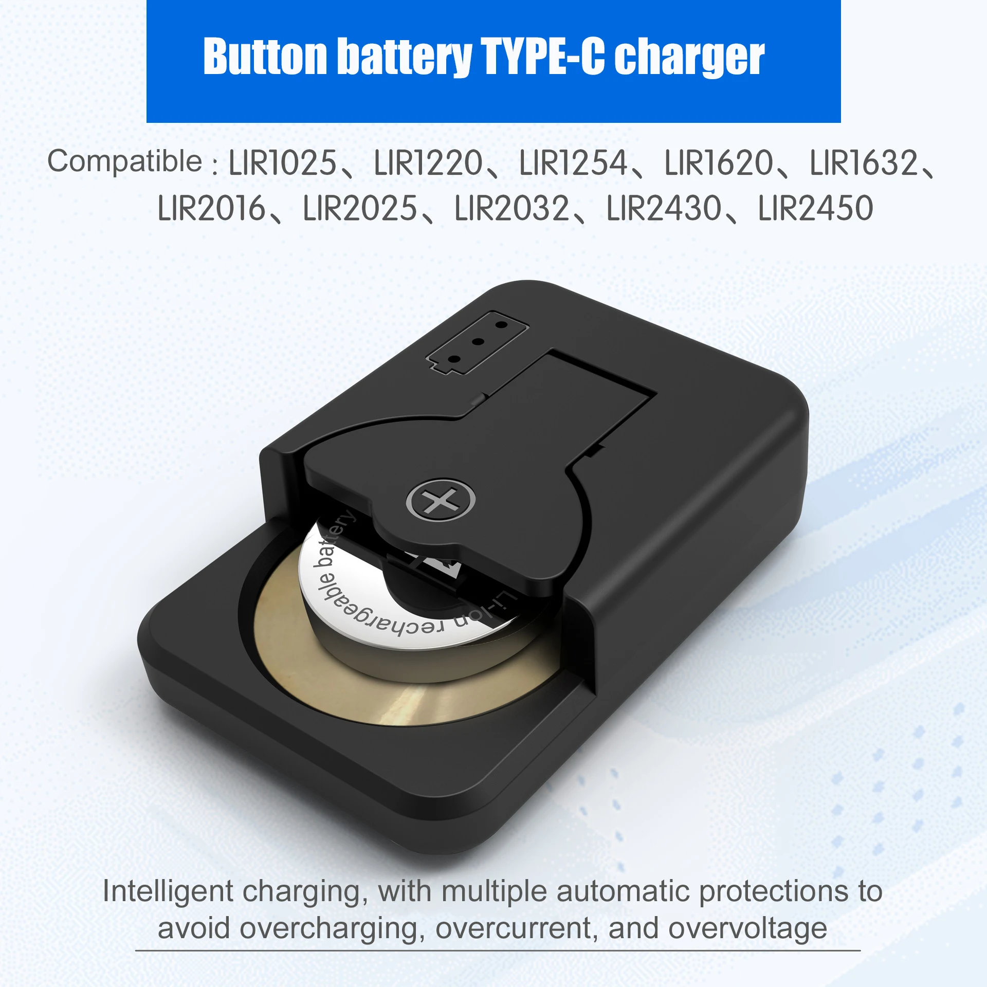 Portable Type-C Lithium Button Battery Charger for Multiple household uses Wide Compatibility Efficient Intelligent Charging type c battery charger