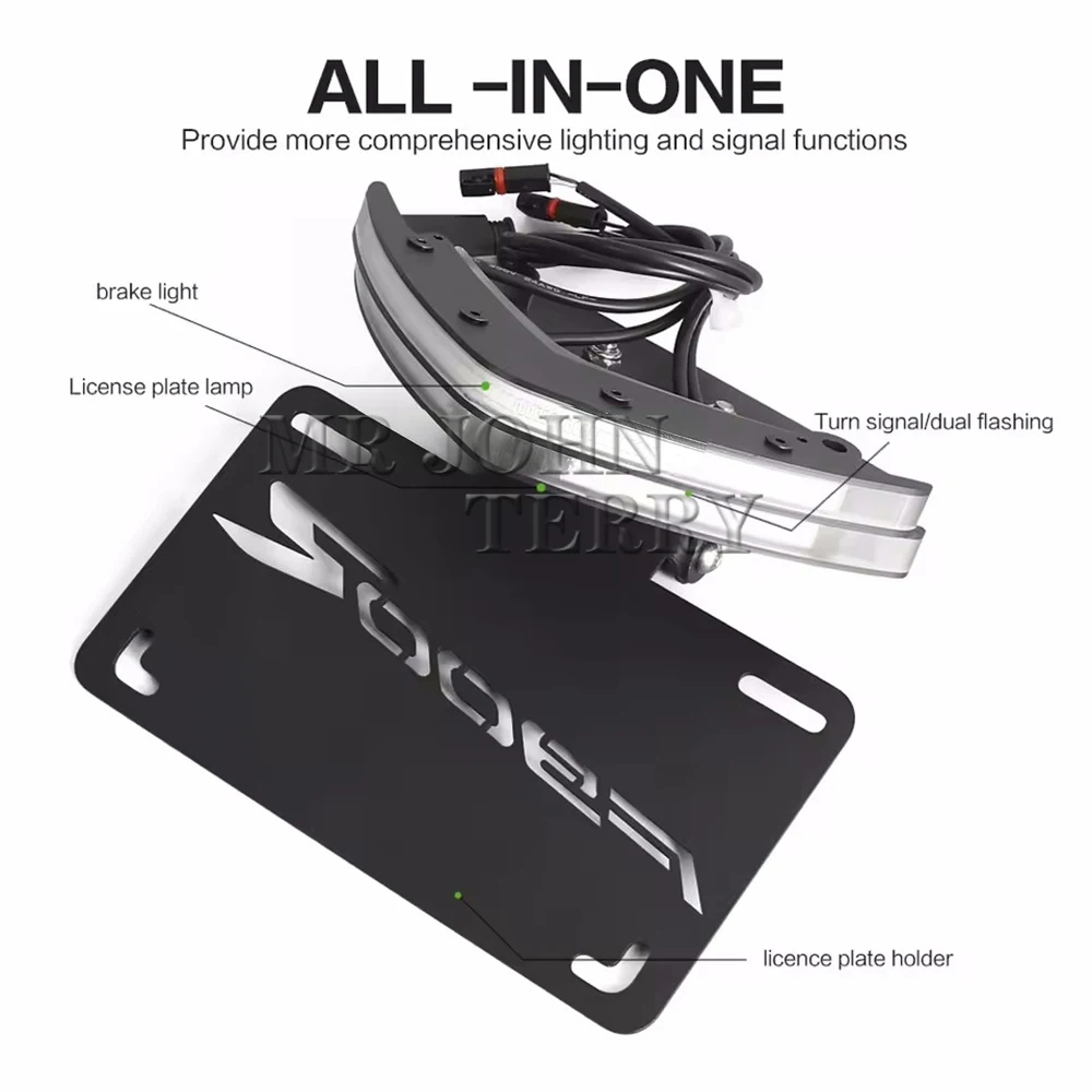 BMW F900XR F900R F 900 XR F900 R F 900 R 2024 2023 2022용 LED 라이트 브래킷이 있는 오토바이 후면 번호판 마운트 홀더