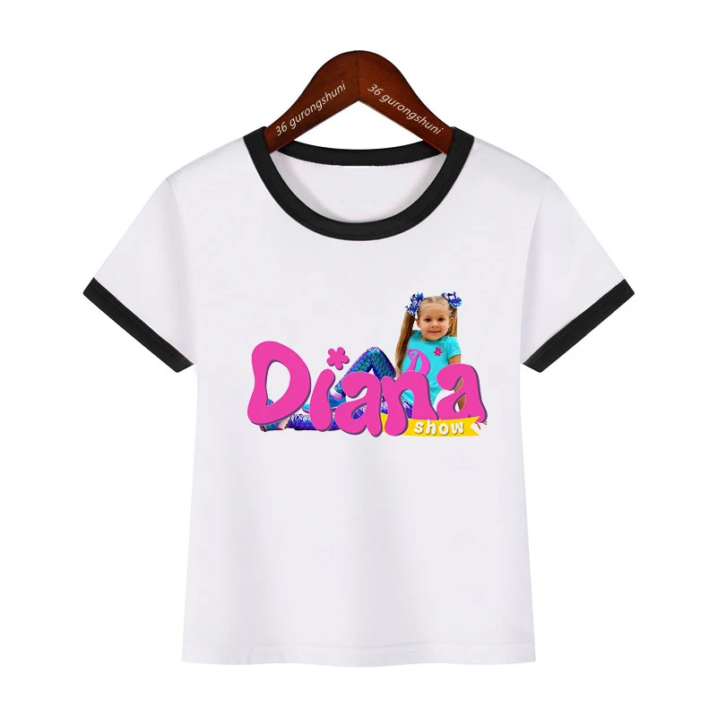 2022 T-Shirt Per Ragazze Cute Diana Cartoon Print Kids Tshirt Fashion Girls Clothes Summer Manica Corta Abbigliamento Per Bambini Tshirt Top