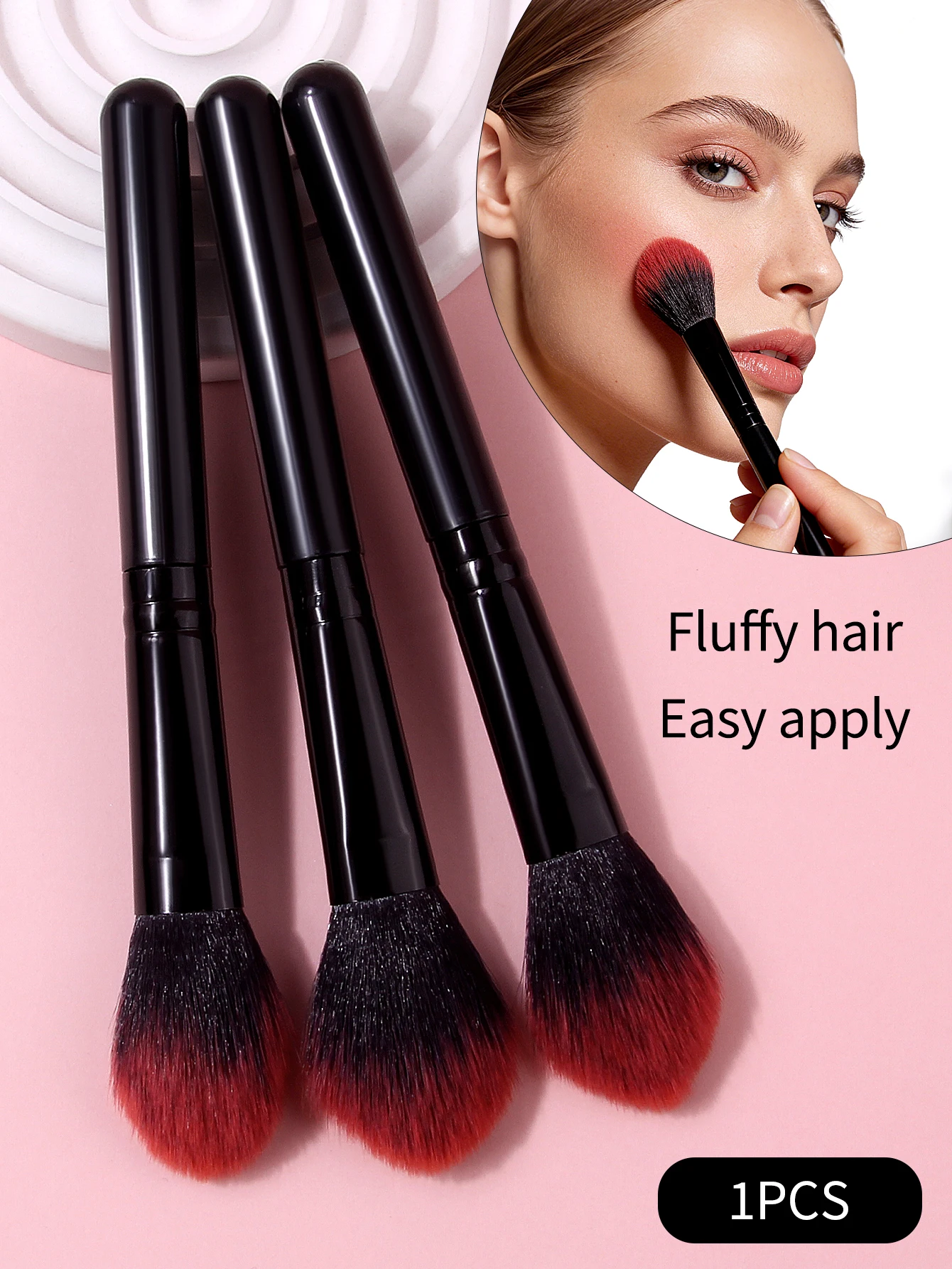 3PCS 블랙 플레임 블러쉬 브러쉬, 하이라이트 브러쉬, 초보자 메이크업 브러쉬, 다기능 휴대용 가정 및 여행 메이크업 도구