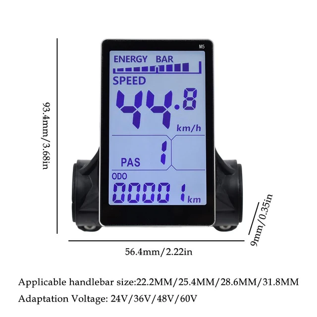 thumbnail: Zilimontt Elektrische Fiets Snelheidsmeter | LCD Display | 24-60V Compatibel | Waterdicht | Zwart