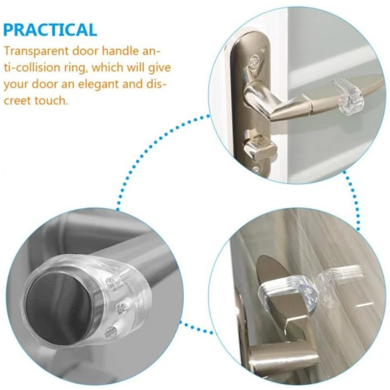 Door Stopper 12-2Pcs Silicone Door Handle Wall Protection Knob Bumper