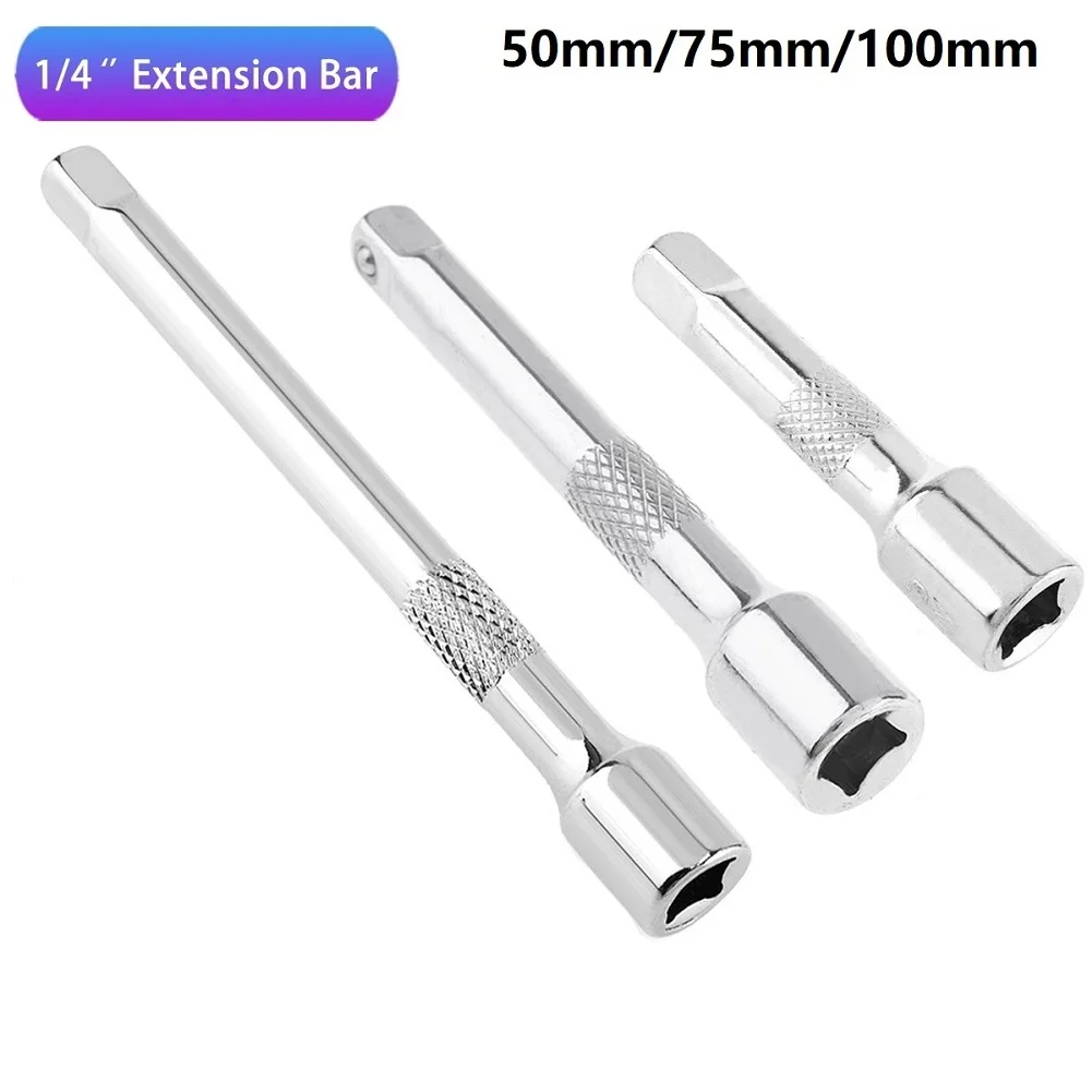 1pc Extender Bar 50/75/100mm 1/4 Inch Chromed Steel Extension Bar