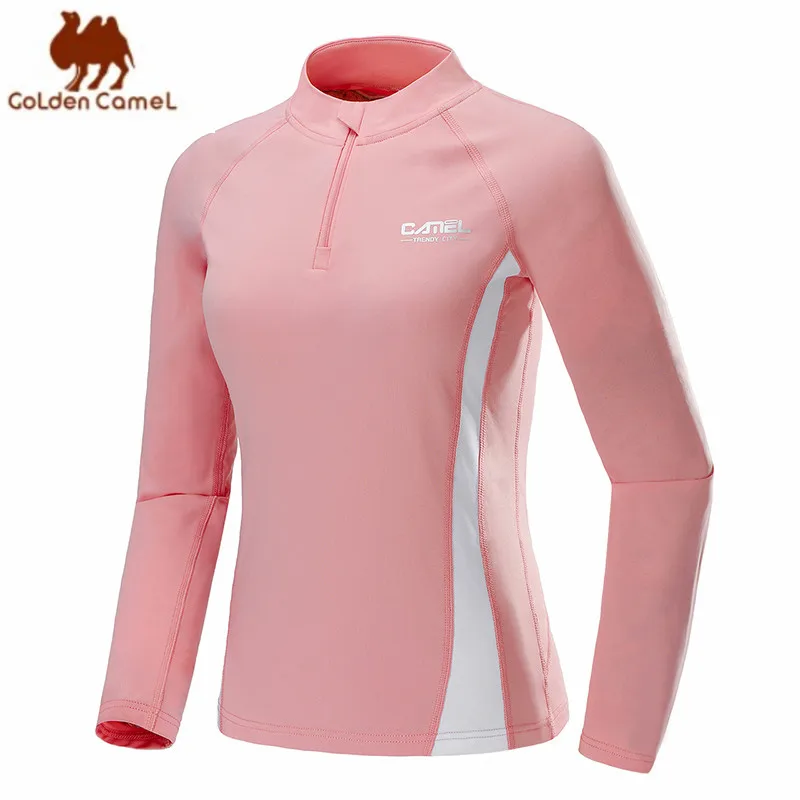 GOLDEN CAMEL Sports Shirts Women Fashion Outdoor Long Leeved T-shirt Yoga Clothes Fitness Gym Running Tops Shirt Plush Sportwear