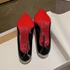 New High Heels Women Sole Rhinestones Pumps Red Bottom High Heels Plus Size Women Wedding Shoes Bride Pointed Toe Platform Heels 6