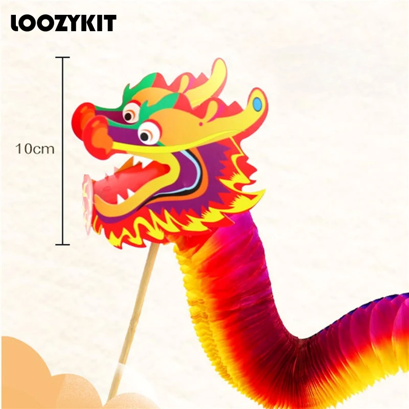 

1pcs DIY Paper Dragon Craft Material Chinese New Year DIY Dragon Decor Chinese Dragon Dance Three-Dimensional Pull Flower