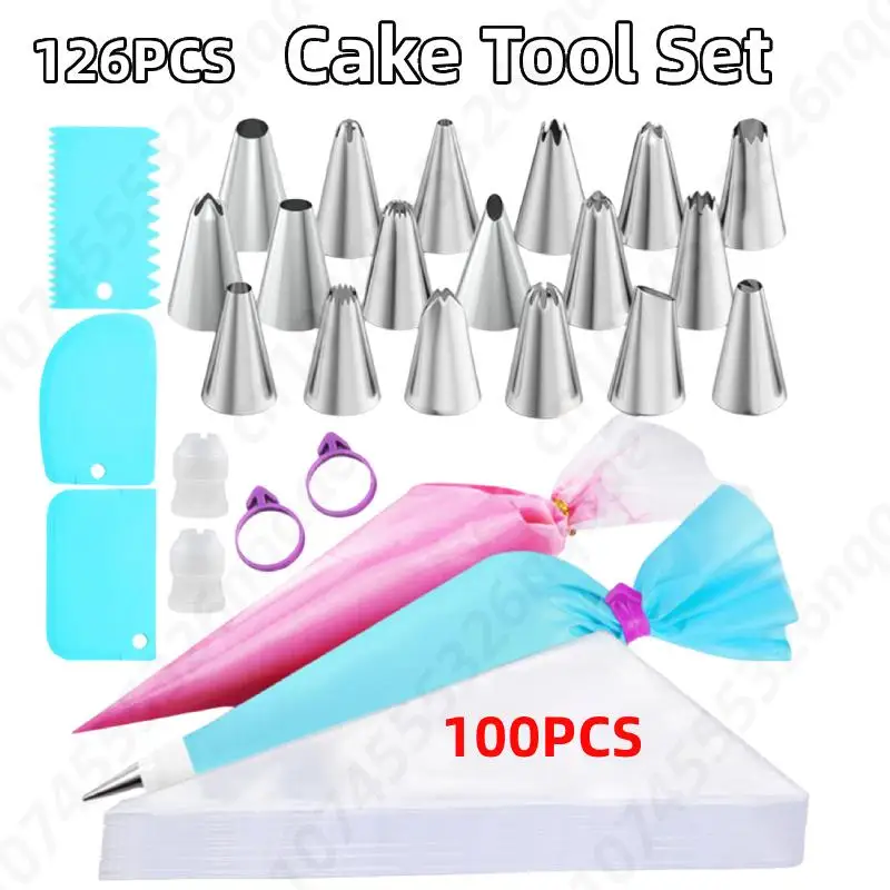 Piping Bags and Stainless Steel Nozzle Sets Cupcake Silk Flower Tool Kitchen DIY Cake Baking Tools Decorating Supplies for Cake