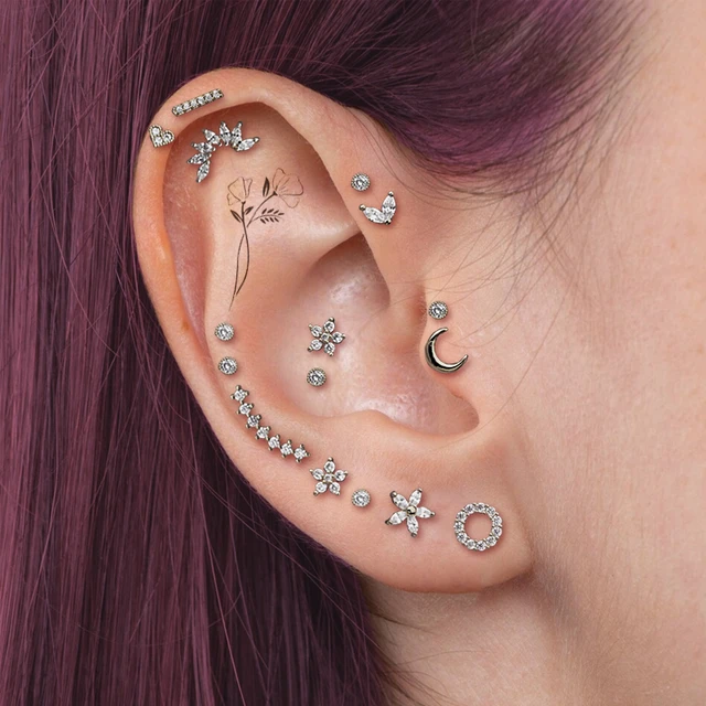 Double flat | Pretty ear piercings, Cool ear piercings, Ear piercings