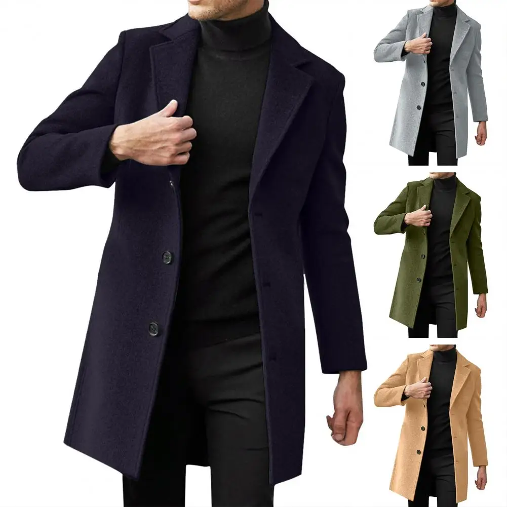 

Wool Overcoat Long Sleeve Trench Coats Jackets for men Elegant Pocket Coat Long Coat Winter Wool Coats Male chaquetas hombre