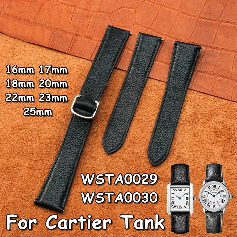 

Genuine Leather Watch Strap for Cartier Tank WSTA0029 WSTA0030 Series Watch Bracelet 16/17/18/20/22/23/25mm Top quality Cowhide