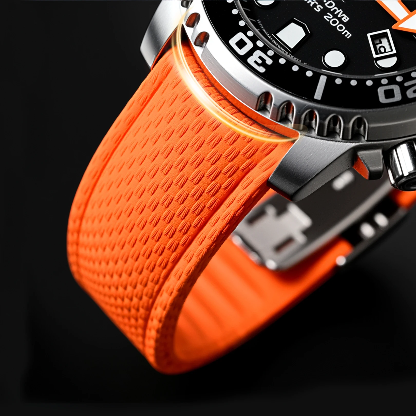 Universal Fluoro Rubber Quick Release Watch Band - Customizable Cut-to-Size Strap