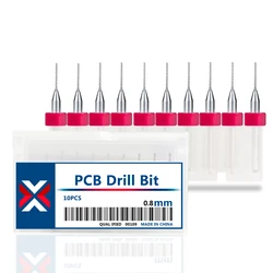 10 - Piece Precision Micro Carbide Drill Bit Set for PCB, Woodwork, and Metal Applications (0.8mm)