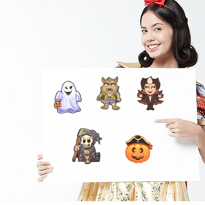 8 Blatt Kinder DIY Puzzle Aufkleber Halloween Cartoon Make A Face Aufkleber Lustige Hexe Geisterschädel Kürbis Mumie Lernspiel – Detail 9