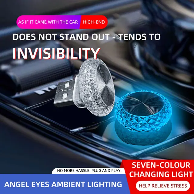 1 Pc RGB Car USB Ambient Light Mini LED Decorative Atmosphere Lamps For Auto Interior Environment Light Computer Light Plug Play