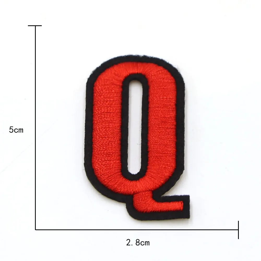 1pc roter Buchstabe a bis z gestickter Patch aufnähen/bügeln auf Patch Applique Kleidung Kleid Pflanze Hut Jeans Nähen Blumen Applikation DIY – Detail 20