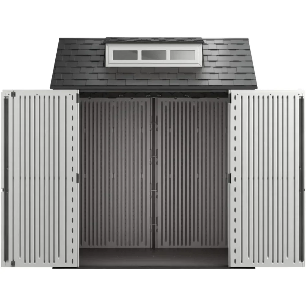 Resin Outdoor Storage Shed With Floor (7 x 7 Ft), Weather Resistant, Gray, Organization for Home/Backyard/Garden Tools 6