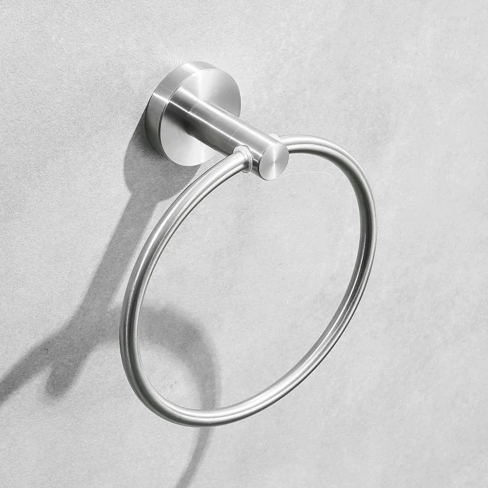 Bathroom Towel Ring Towel Ring Black/Brushed Gold Stainless Steel Wall Hanging Drill Hole Towel Storage Rack Bathroom Accessories Round Holder
