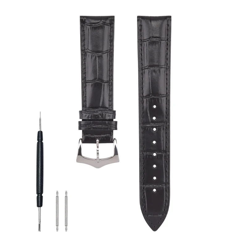 Premium Genuine Leather Bamboo Pattern Watch Strap - Soft, Breathable, Calfskin Replacement Band