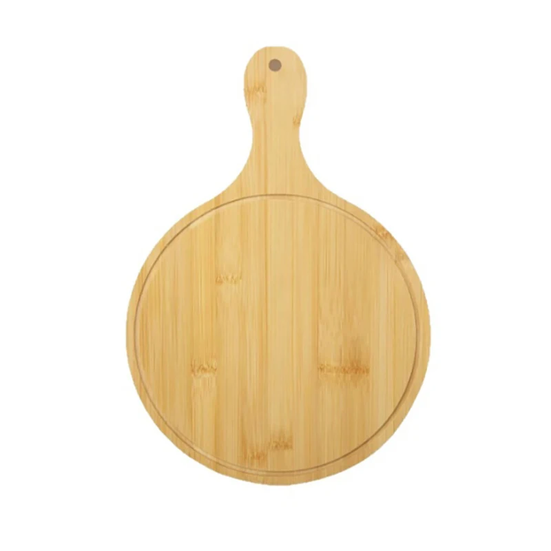 1Pc Wooden Round Rectangular Pizza Paddle Serving Board Cutting Board With Handle Bread Pastry Plate Steak Snack Tray