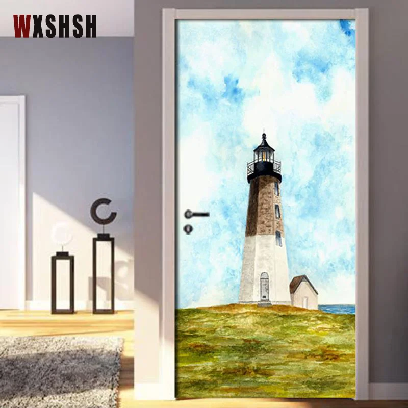 

3D Static Cling Glass Film Lighthouse Pattern PVC vinyl for glass windows Home Decals Tint For Home Office Restaurant