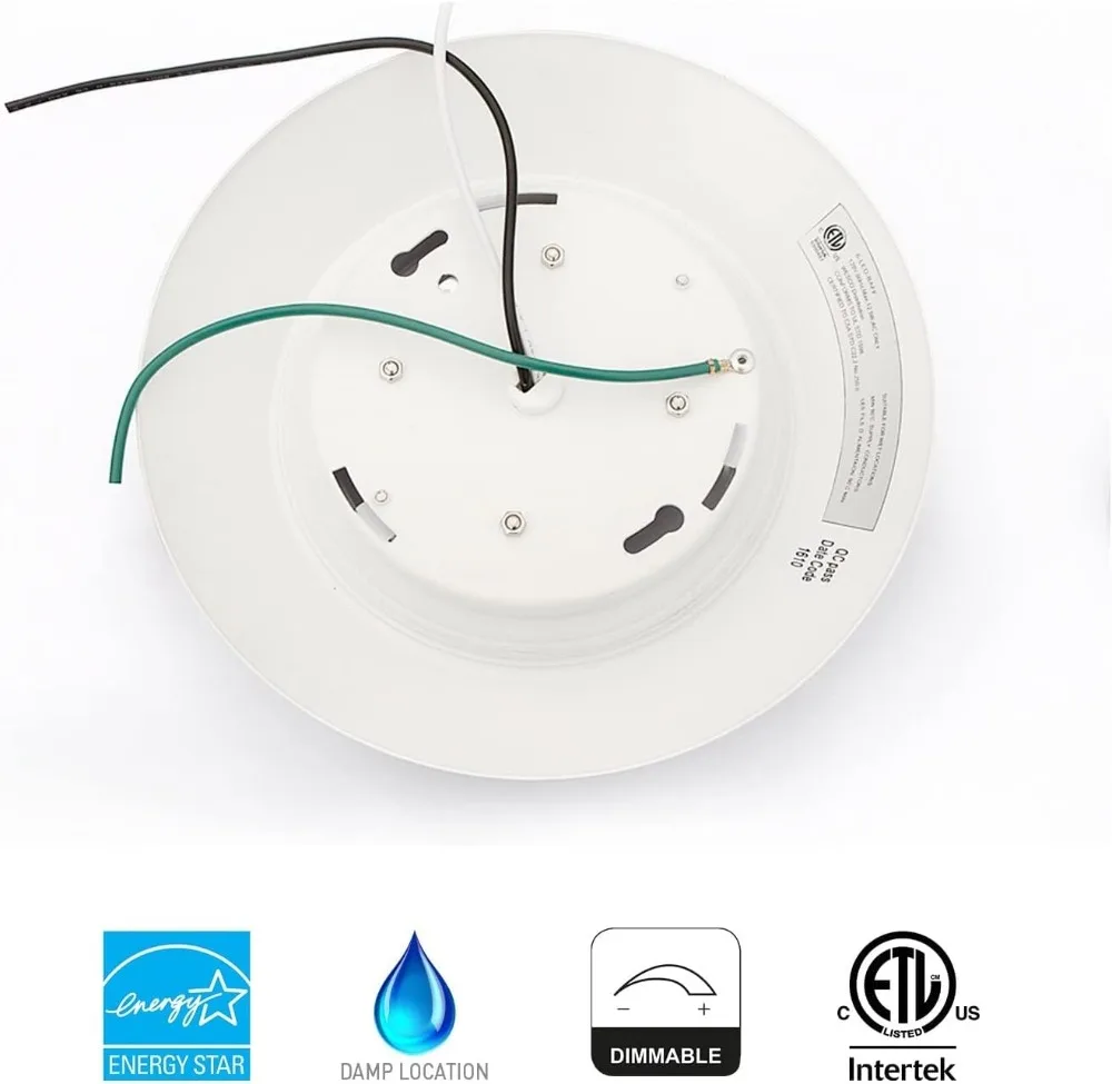 40 Packs 6 Inch LED Low Profile Recessed & Surface Mount Disk Light, Round, 15W, 900 Lumens, 4000K Cool White, CRI80,