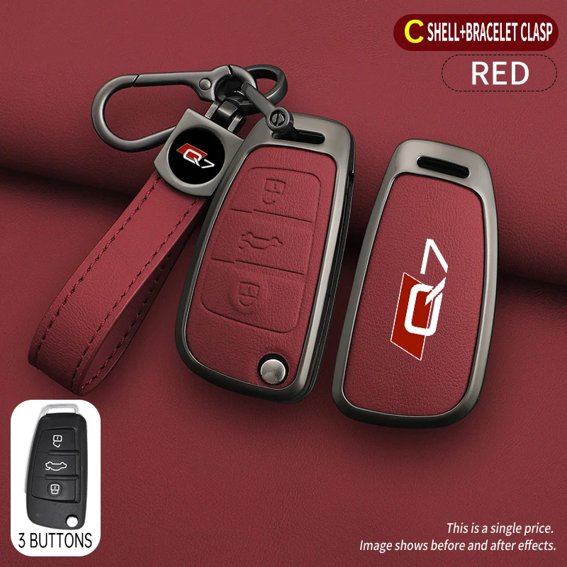 Zinc Alloy Car Smart Remote Flip Key Case Cover Shell Protector Fob Keychain For Audi Q7 4m 4l key case cover,key case,flip key fob shell,car key shell,remote control case cover