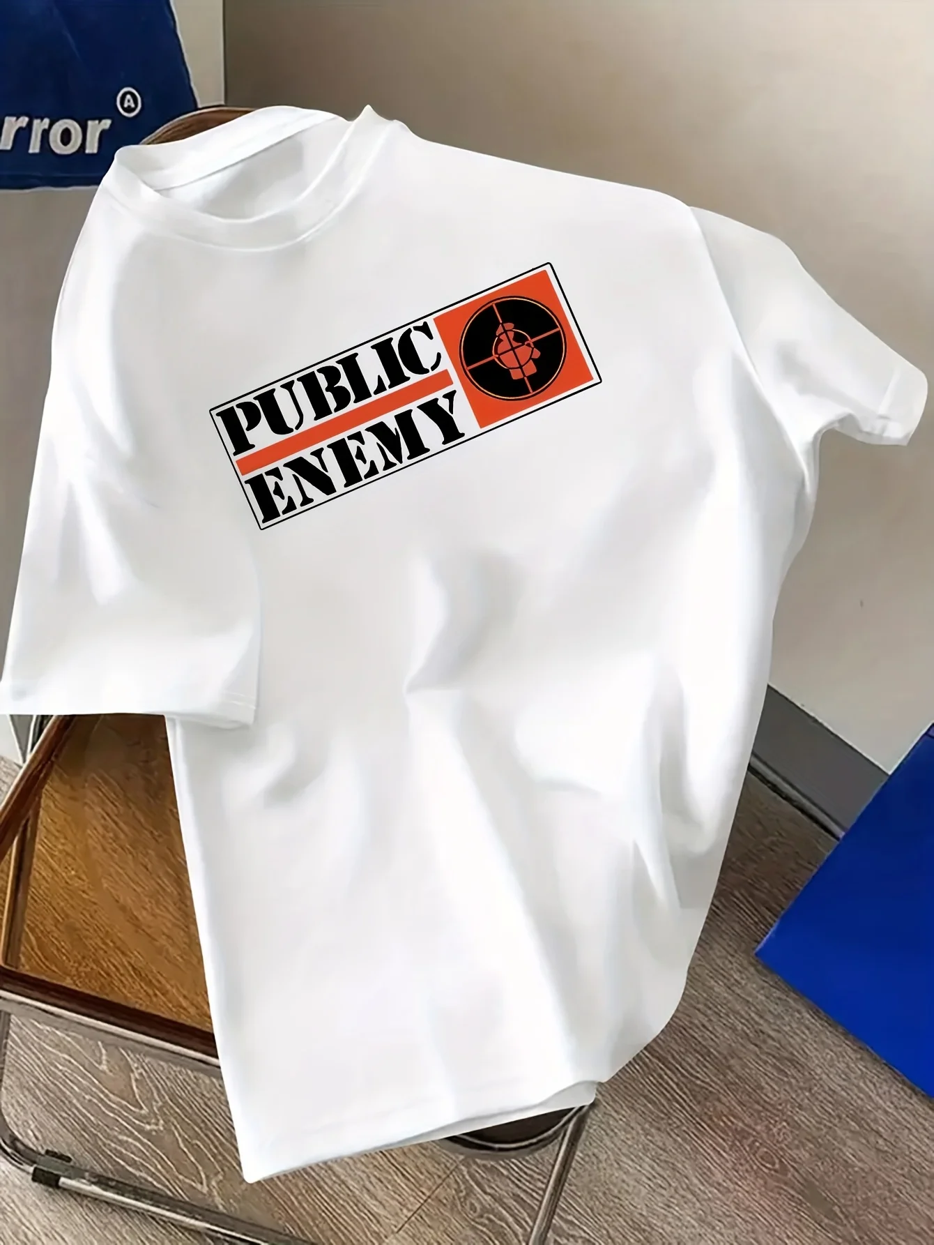 Public Enemy T-Shirt aus bedruckter Baumwolle, lässig, atmungsaktiv, kurze Ärmel, Rundhals-Streetwear-Oberteil für Herren und Damen