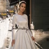 Muslim Wedding Dress Vestido De Noiva Customized Long Sleeves Sequin Applique Sweep Train Arabic Satin Bridal Gown for Bride 6