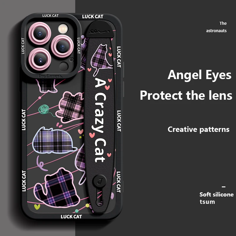 Deluxe Case Applicable Iphone 15 14 13 12 11 Pro Max X XR Xs 78 Soft Silicone Cell Phone Anti-fall Plaid Kitty Protective Cover