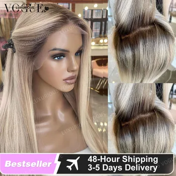 Parrucca bionda crema diritta per capelli umani veri al 100% Biondo cenere Parrucca per colorare i capelli da salone con densità del 190% Parrucca anteriore in pizzo 13x4 per le donne