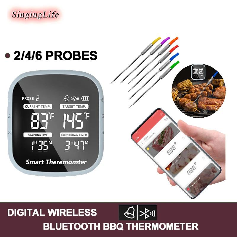 Digital Bbq Dual Probe Thermometer Wireless Kitchen Oven Food Cooking Grill Smoker  Meat Thermometer Meter Gauge Tool - Thermometer Hygrometer - AliExpress