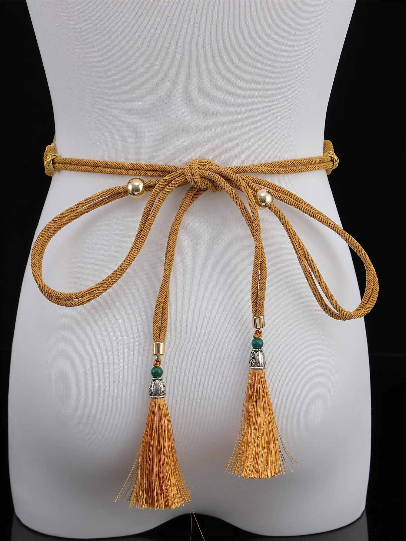 Moroccan Style New Rope Metal Waist Chain Golden Color Fringe