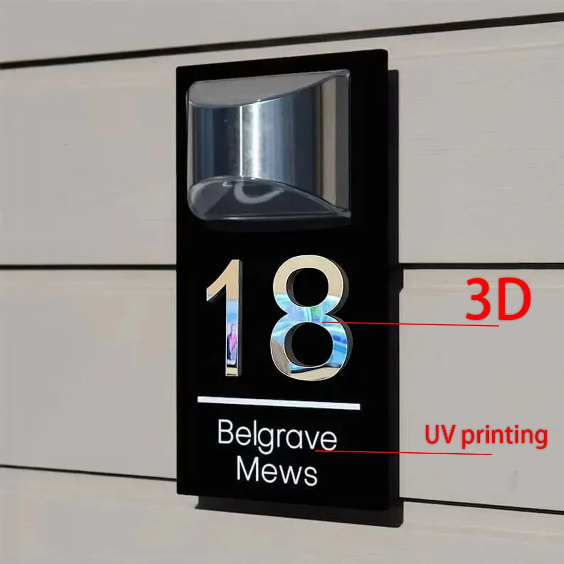 Custom Black Square Address Sign 3 | Custom Modern Black Square Door Number Sign 2