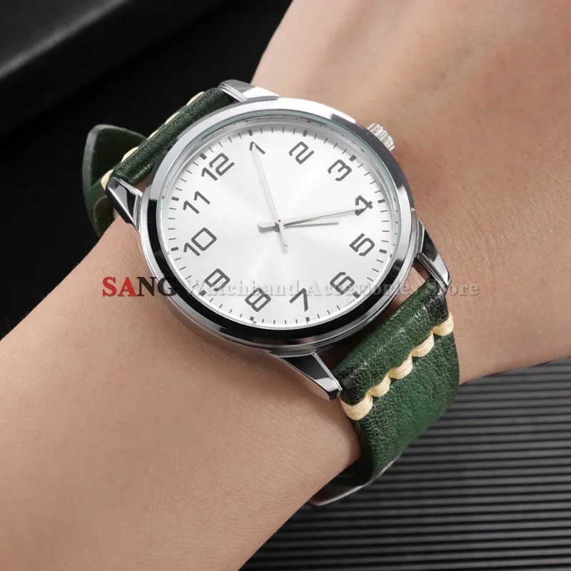 Vintage Retro Leather Watch Band with Quick Release and Stitching Details