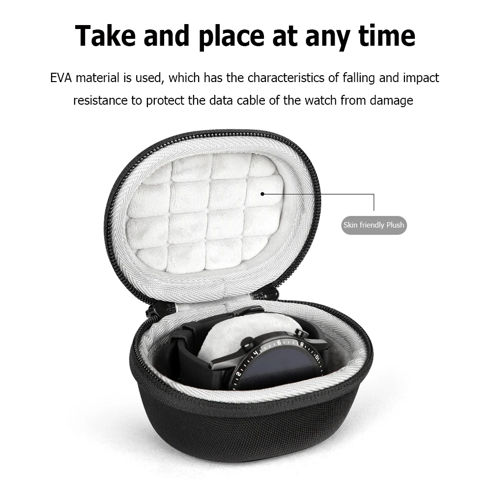 Hard Carrying Case EVA Hard Shell Travel Storage Bag Portable Protective Bag for Apple Watch Series 7 6 5 for Huawei Watch Fit 2