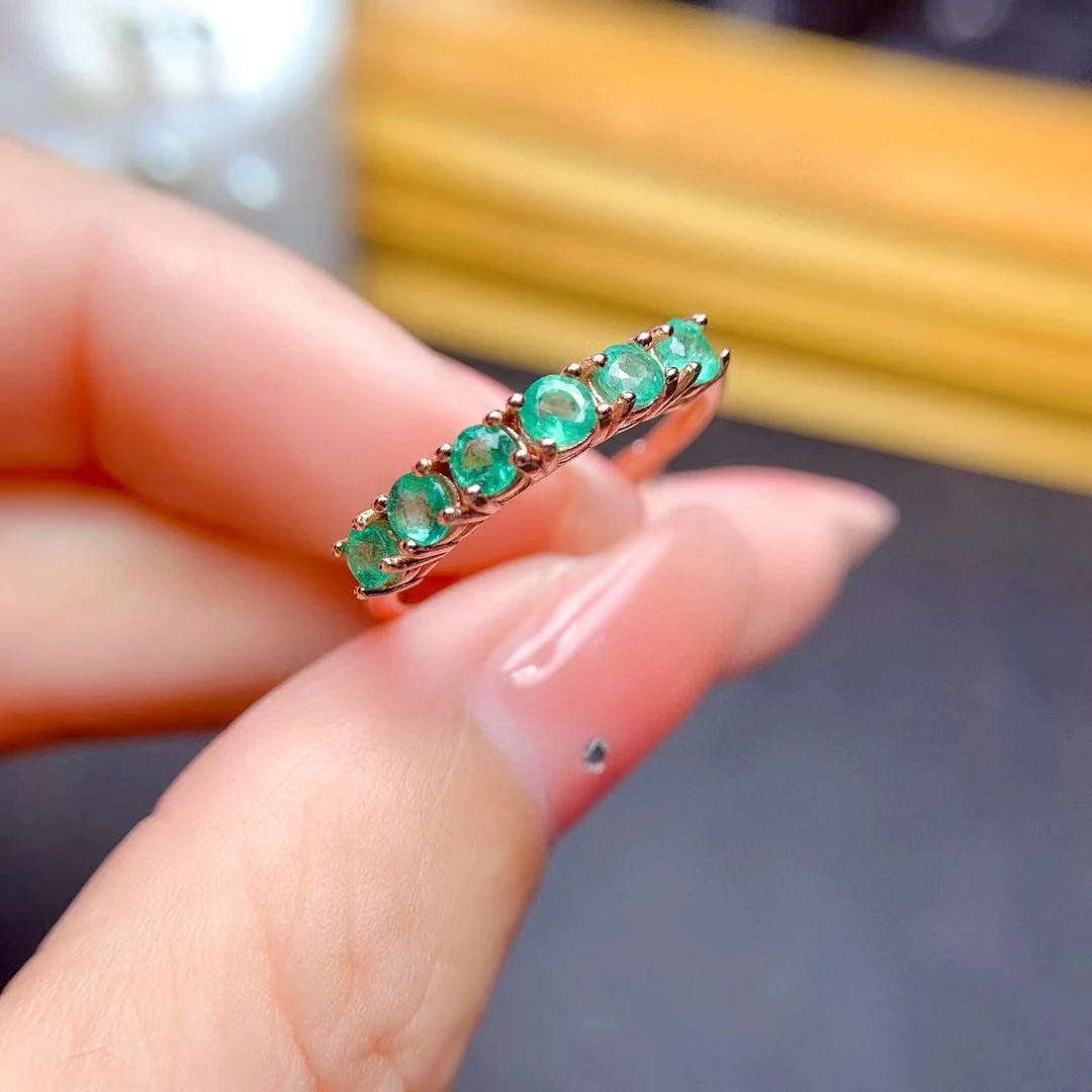 関送込★MISSOMA★Fine Half Eternity エメラルド リング ハーフ永遠宝石リング合計0.6ct 3ミリメートル天然エメラルド