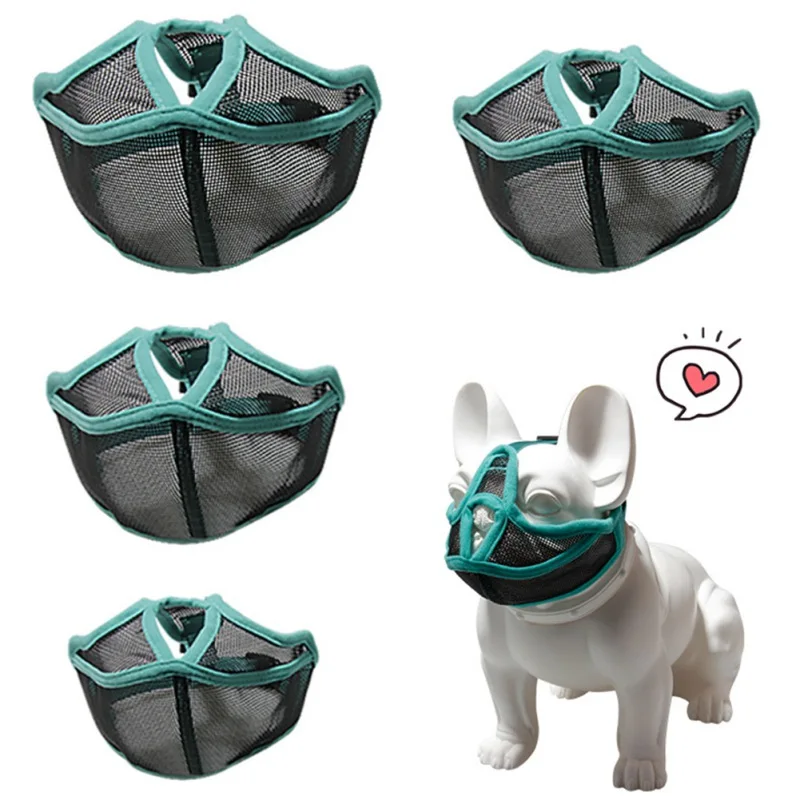 Breathable Mesh Dog Mask Prevent Accidental Eating Of Pet Muzzle Adjustable Chihuahua Mask Outdoor French Bulldog Supplies