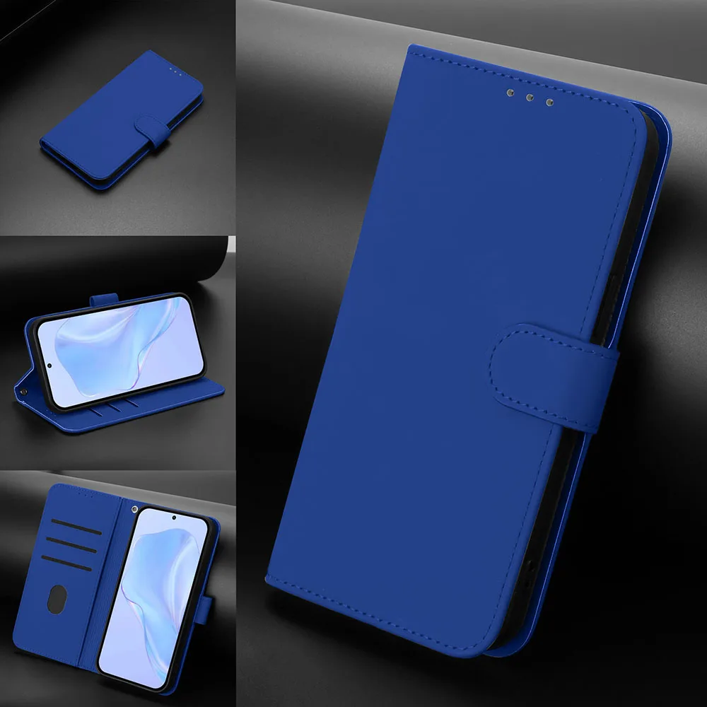 Solid Color Leather Flip Wallet Phone Case & Back Cover