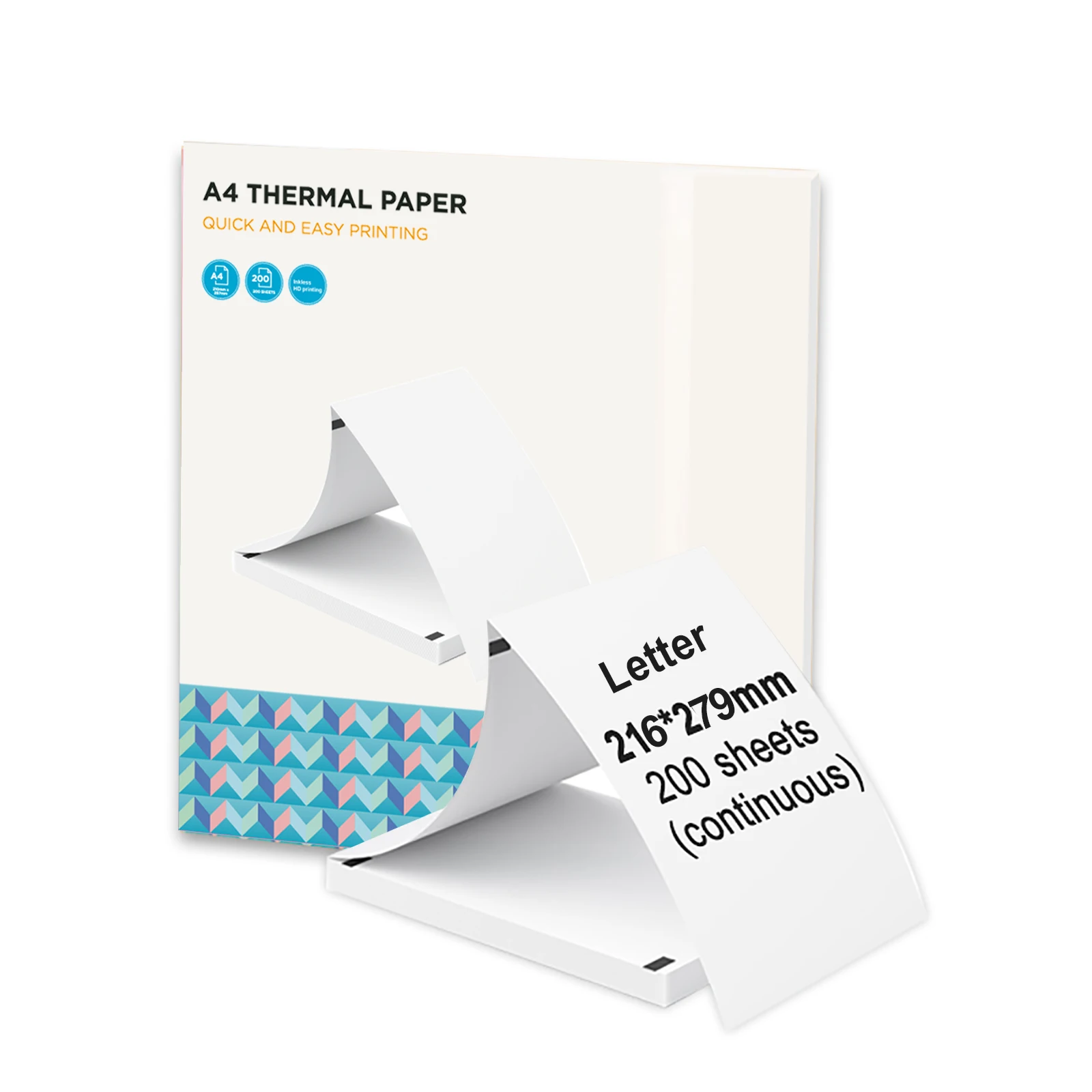 A4 Thermal Paper 200 Sheet Fanfold Printing Paper for Thermal Printer L81/A81/ A80 Compatible with PeriPage A40 BPF-free