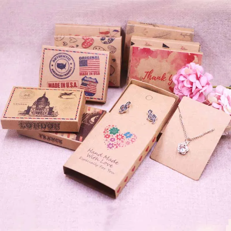 

Paper Cardboard Aircraft Gift Packing Boxes Jewelry Set Kraft Boxes Necklace Pendant Earring Displays Box