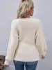 ZAFUL Women's Daily Elegant V-notch Drop Shoulder Peplum Winter Regular Drop Shoulder Sweater 4
