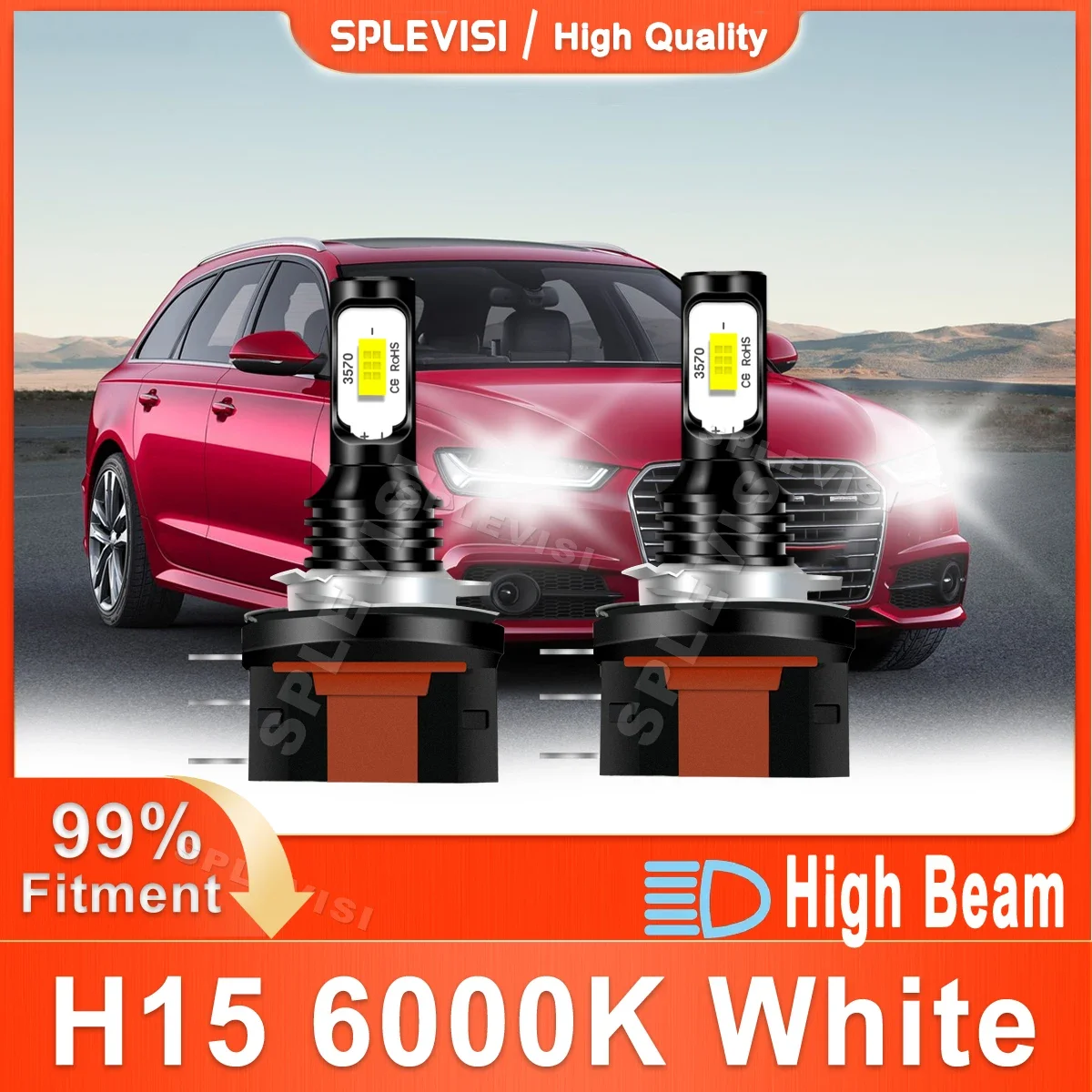 

Brand New CSP Chips LED Headlight High Beam H15 Pure White 70W 8000LM Compatible For Audi A6 Allroad C7/A6 Avant C6 C7 /A6 C7