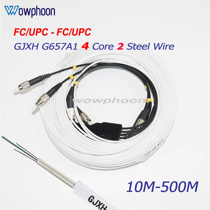 

500M 2 Steel 4 Core Outdoor Fiber Optic Outdoor Patch Cord sc lc fc st FTTH Single Mode Simplex Fiber Optical Drop Cable Patch