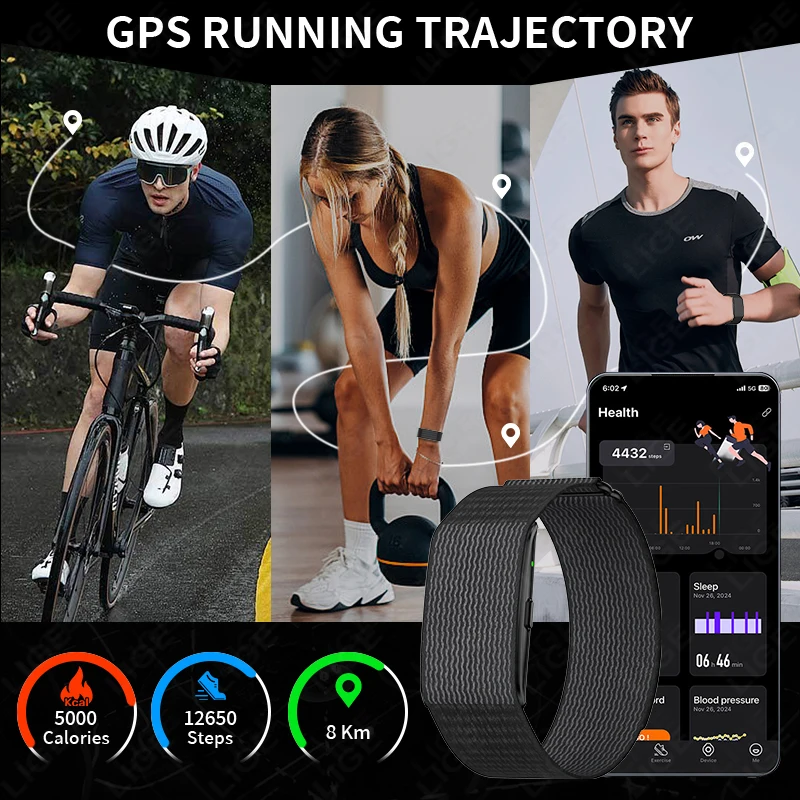 GPS 궤적 HRV 모니터 스마트 팔찌 초경량 만보계 무화면 피트니스 트래커 AI 분석 건강 스포츠 밴드 2026